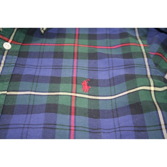 Ralph Lauren Blue Green Plaid Button‑Down Shirt Mens M Red Pony Classic Preppy - Picture 3 of 6